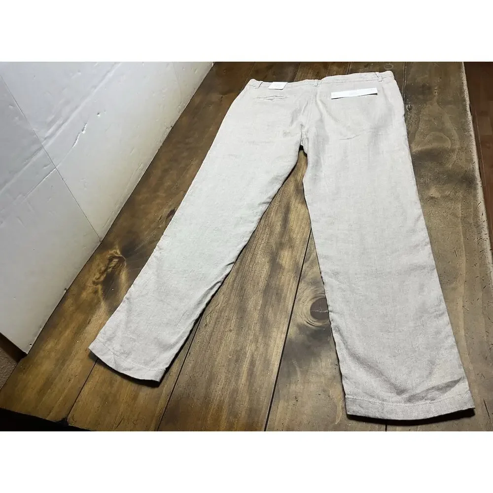Porter & Ash Pants Mens Size 34 Beige Pleated Linen Blend Drawstring Tapered $88